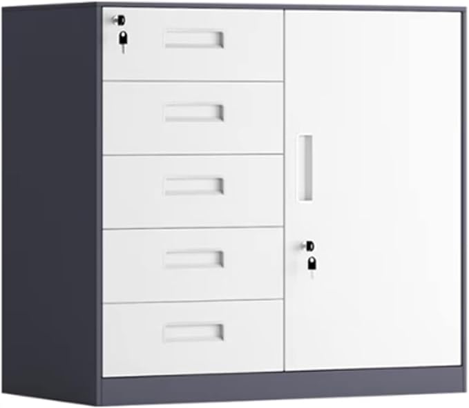 File Cabinet Steel File Cabinet 5 Drawer with Lock Vertical Filing Cabinet Printer Shelf Under Desk Storage(Color:Gray Thickened Style)