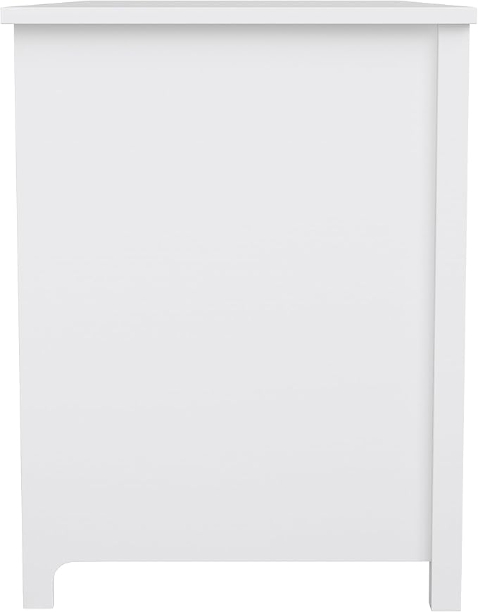 Martha Stewart Hutton Shaker Style Home Office Desk with Storage in White with Polished Brass Hardware