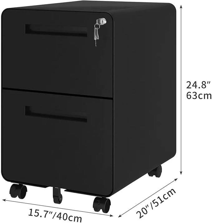Mobile File Cabinets 2 Drawers Rolling File Cabinet W/Lock Metal Mobile Filing Under Desk