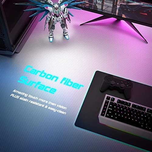 Homall Gaming Computer Desk with Carbon Fiber Surface Gaming Table Z Shaped Pc Home Office with Cup Holder&ampHeadphone Hook(44 in White)