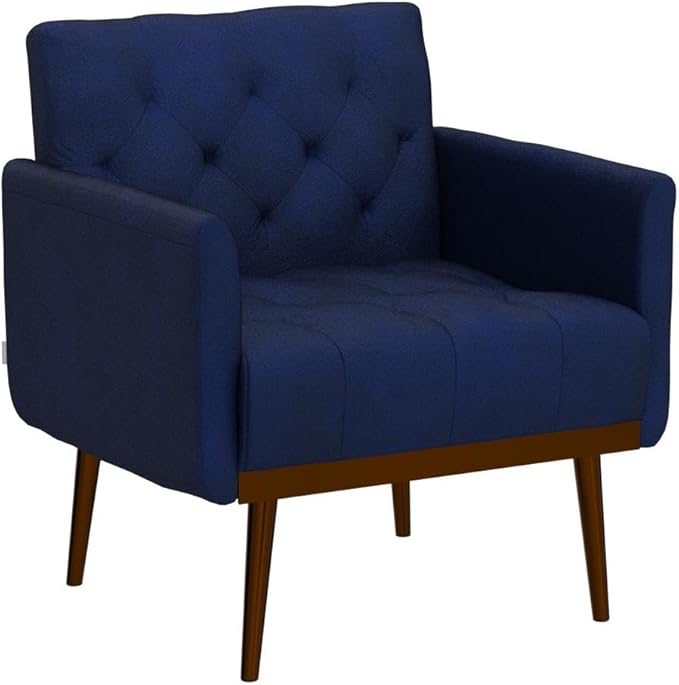 Modern Velvet Accent Chair Living Room Bedroom Leisure Single Sofa Chair (with Gold Metal feet) TV armrest seat Suitable for Small Space Home Office Coffee Chair (Blue)