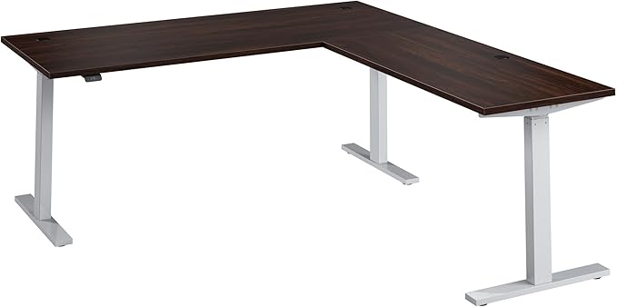 Bush Business Furniture 72-inch Height Adjustable L Shaped Standing Desk Electric Sit-Stand Corner Computer Table Ergonomic Office Move 60 Series Black Walnut with Metallic Gray Base