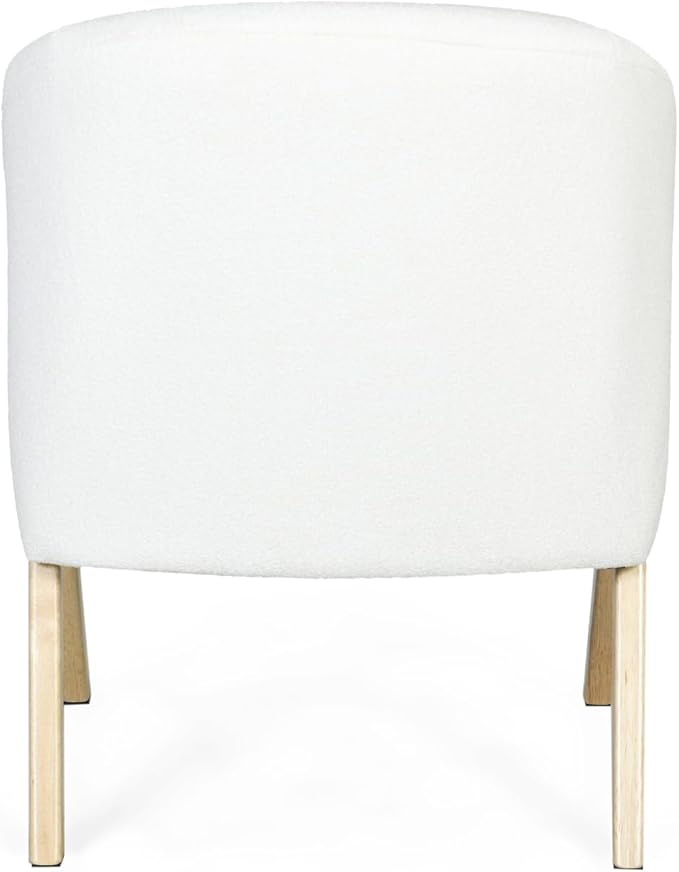 Modern Accent Chair with White Upholstery - Minimalist Lounge Chair for Living Room Bedroom or Office