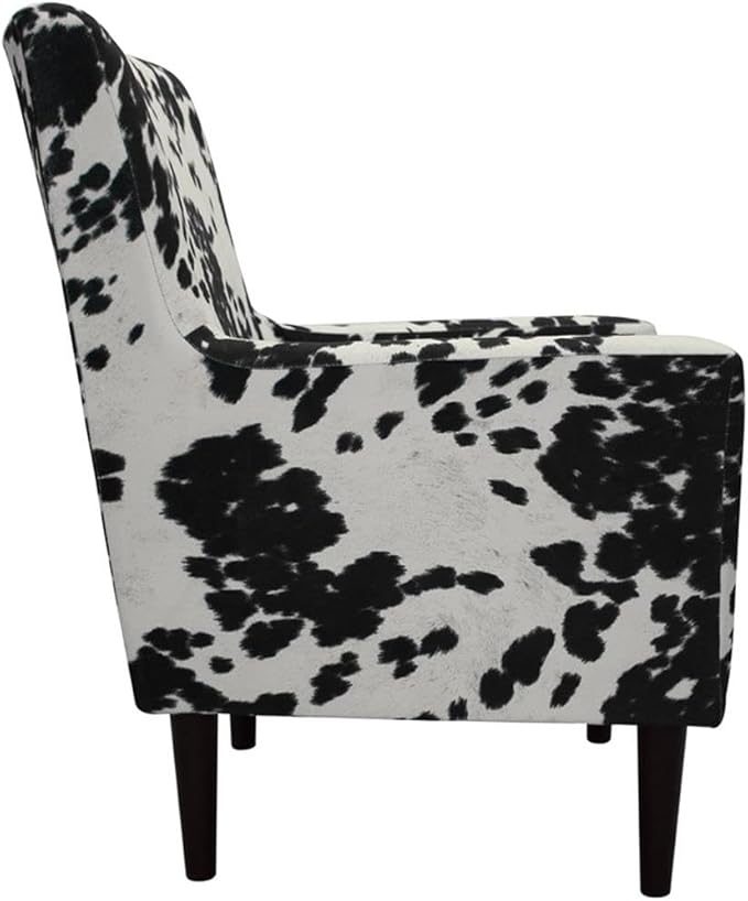 Pemberly Row Traditional Fabric Arm Chair 35 H x 28 W x 30 D Cowhide Black Finish Padded Seat Durable Construction Classic Accent Chair for Living Room or Bedroom Use