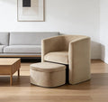 Velvet Accent Chair with Storage Ottoman No Assembly Upholstered Side Chair Morden Comfortable Living Room Armchairs for Bedroom/Reading Spaces Khaki