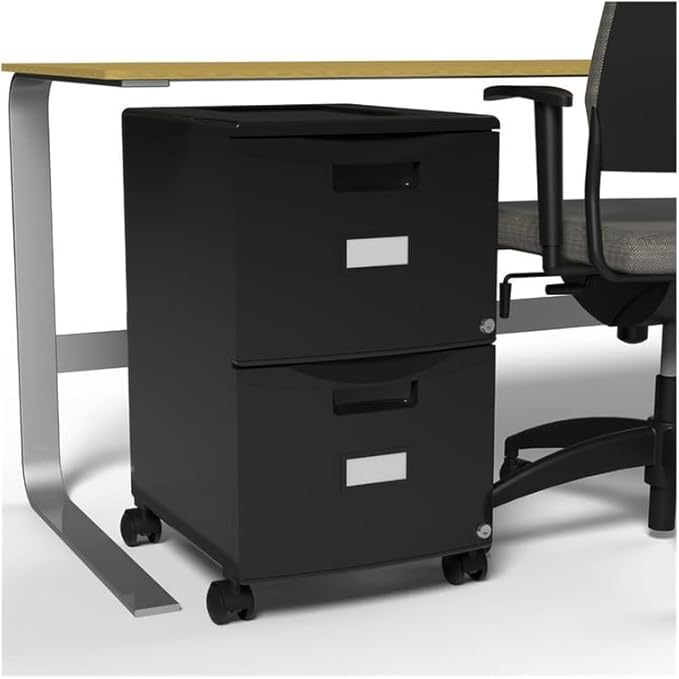 Maykoosh Mobile Filing Cabinet - Black Teal - Lightweight Storage with Locking Casters - 26 H x 14.75 W x 18.25 D