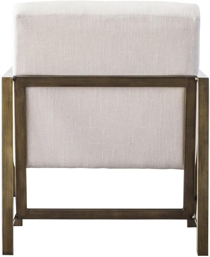 Pemberly Row 33 Fabric Arm Chair Flax Beige/Brushed Gold Finish Steel Frame Upholstered Modern Lounge Chair for Living Room or Accent Seating 27 W x 31.5 D 330 lbs Capacity