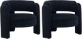 VESCASA Velvet Barrel Accent Chairs with Open-Back Upholstered Side ArmChairs with 3 Legs Modern Single Sofa for Living Room Set of 2 Black