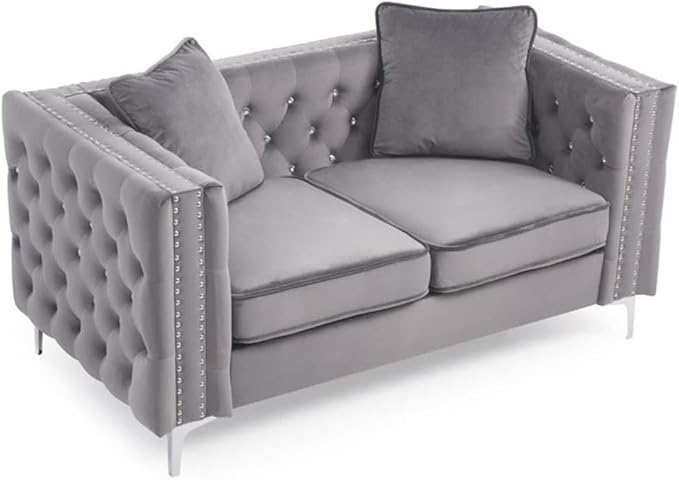 Glory Furniture Paige Velvet Loveseat in Gray