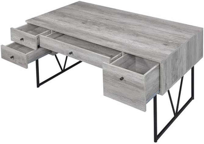 Writing Desk with Drawers Home Office Desk Driftwood Gray