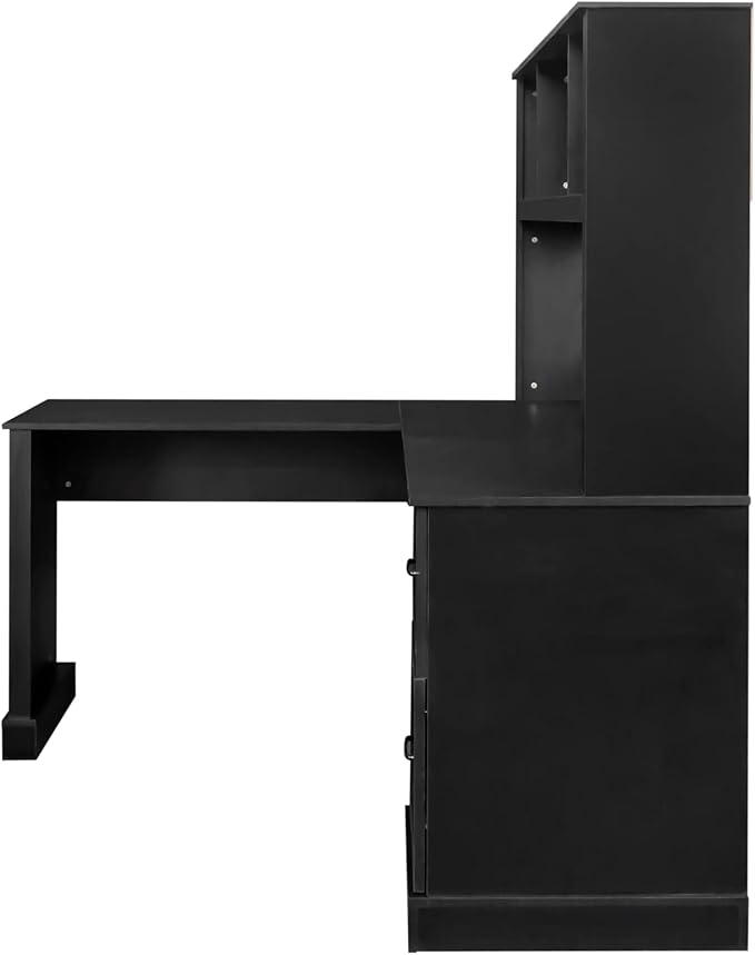 Home Office Computer Desk with Hutch Antiqued Black