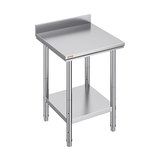 Mophorn Stainless Steel Table Work Table 24 x 24 x 34 Inch Commercial Food Prep Worktable Heavy Duty Prep Worktable Metal Work Table with Adjustable Feet for Restaurant Home and Hotel