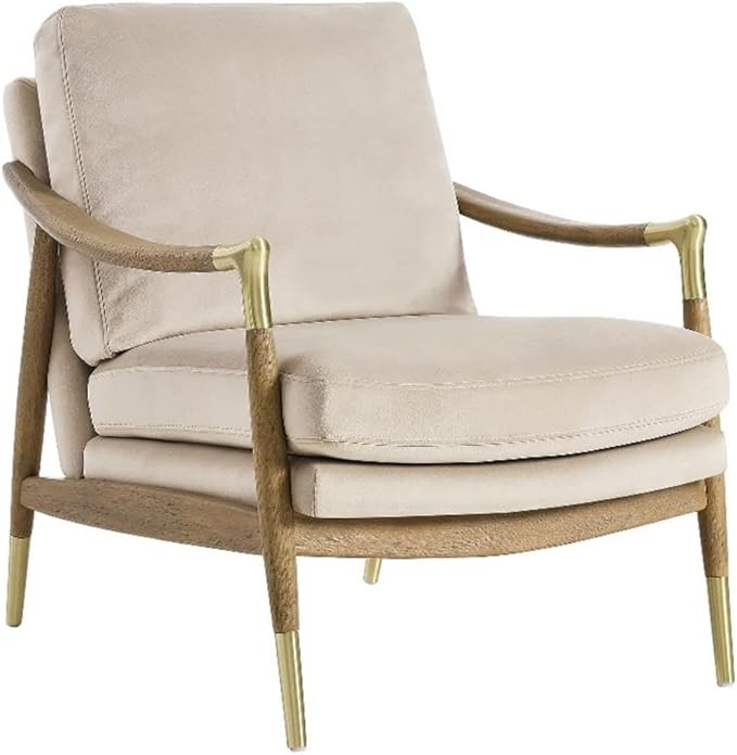 Modway Langford Stain-Resistant Performance Velvet Armchair – Mid Century Modern Velvet Chair with Wood Frame – Upholstered Accent Chair for Living Room or Bedroom