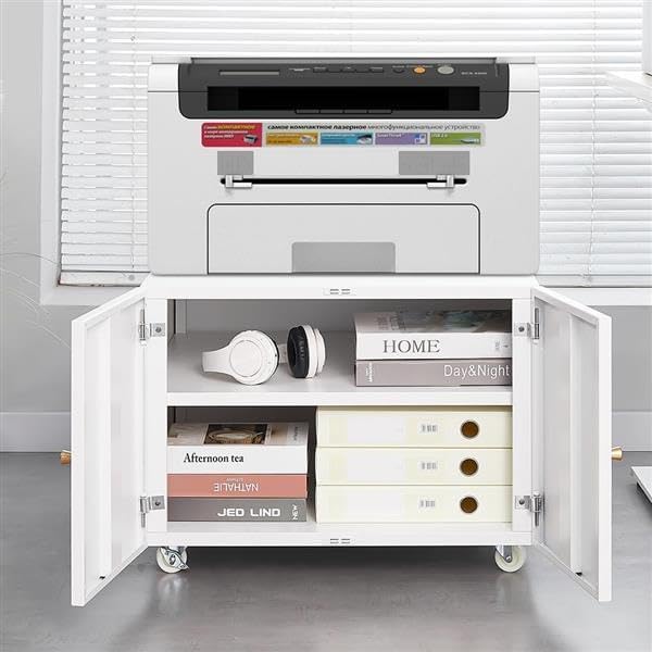 Office Storage Cabinet Printer Stand for Office Supplies and File Storage Filing Cabinet Mobile File Cabinet with Wheels Copier Cabinet Rolling Printer Cart with Storage for Printer Scanner