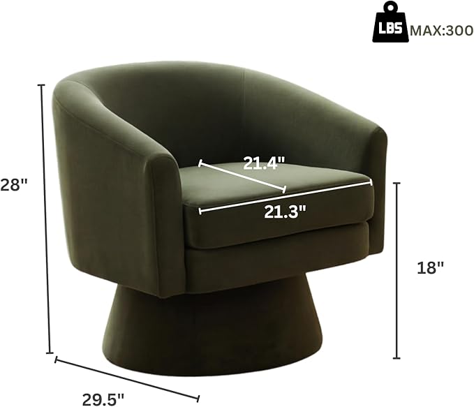 Green Swivel Accent Chair Modern 360°Barrel Living Room Chair with Curve Back Comfy Round Velvet Vanity Chair Reading Armchair Single Sofa for Bedroom/Waiting Room Green