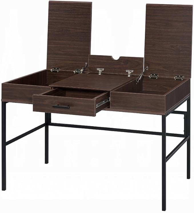 Oak &amp Black Writing Desk with USB Port - Computer Desk for Home Office
