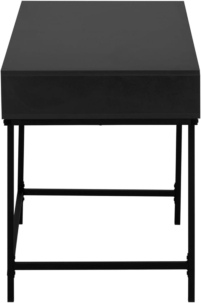 Modern Computer Desk with Storage 48 Inch Black Laminate Home Office Workstation