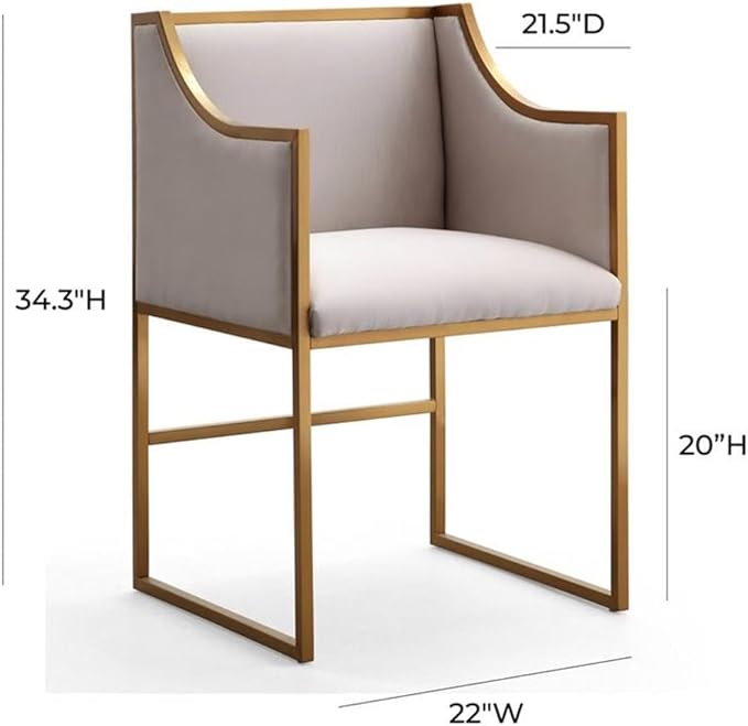 Tov Furniture The Atara Collection Velvet Upholstered Living Room Accent Chair with Stainless Steel Base Cream