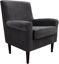Pemberly Row Rolled Arm Fabric Lounge Chair Dark Gray Upholstery 35 H x 28 W x 30 D Comfortable Accent Chair for Living Room Bedroom or Office Use
