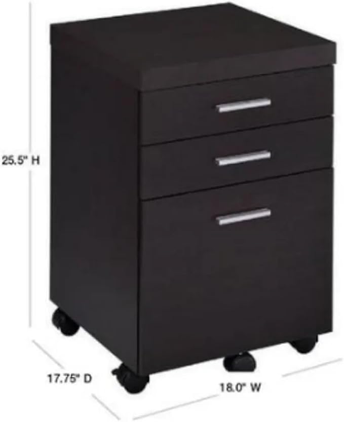 Mobile File Cabinets 3 Drawer Mobile File Cabinet with 5 Wheel Versatile Storage Under Desk Office for Home Studio Anti-Tilting Wheels Design