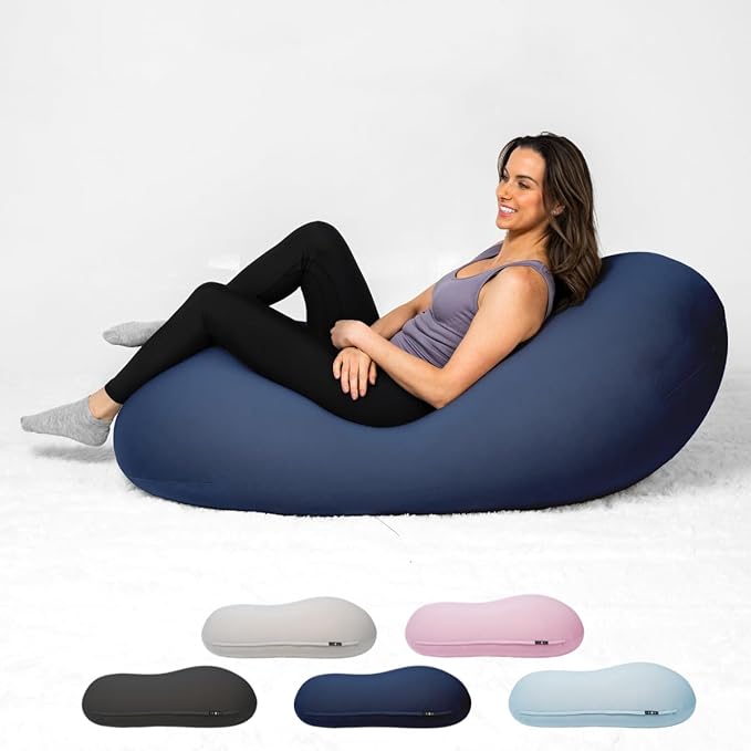 The Moon Pod Bean Bag Chair - Large Modern Beanbag for Adults Kids and Teens. Washable Stretch Cover Filled with Thousands of High Density Micro-Beads (Navy).