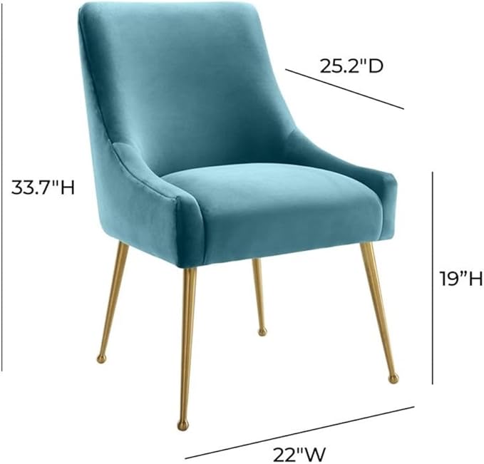 Tov Furniture Beatrix Velvet Dining Side Chair (Sea Blue)