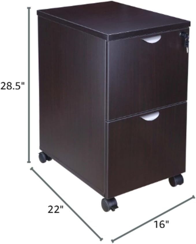Mocha Mobile Pedestal Compact Storage Solution with Lockable Drawers Sleek File Cabinet Rolling Organizer for Home Desk Workstation Smooth Gliding Utility Drawer Office Supply Organizer