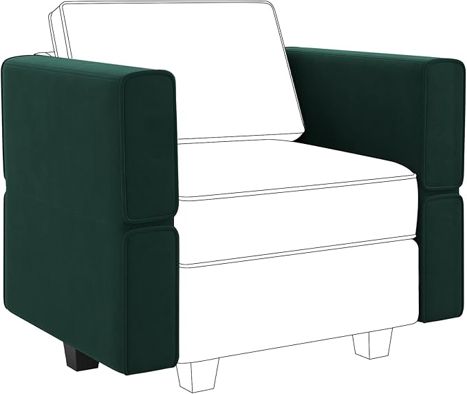 Belffin Modular Sofa Armrest Backrest Module for Modular Sectional Sofa Couch Side Armrest Backrest Velvet Green