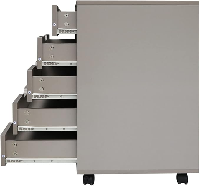 GLigeT Filing Cabinet 5 Drawer File Cabinet Office Pulley Movable File Cabinet Wooden Drawer Cabinet Office Storage Cabinet Low Cabinet File Storage Cabinets