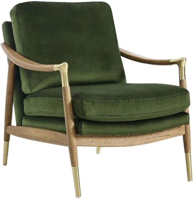 Modway Langford Stain-Resistant Performance Velvet Armchair – Mid Century Modern Velvet Chair with Wood Frame – Upholstered Accent Chair for Living Room or Bedroom