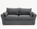 Panana Modern 3 Seater Couch Seette Linen Fabric Grey Sofa with Under Storage Compartment for Small Apartment 180 x 80 x 80cm (Dark Grey Sock Arm)