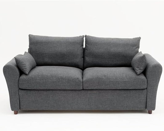 Panana Modern 3 Seater Couch Seette Linen Fabric Grey Sofa with Under Storage Compartment for Small Apartment 180 x 80 x 80cm (Dark Grey Sock Arm)