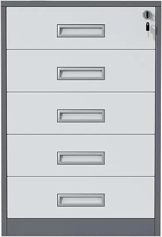 Filing Cabinet with Lock Under Desk Drawer Cabinet File Information Cabinet Tin File Cabinet (Color : Grey Size : 5 Drawer)