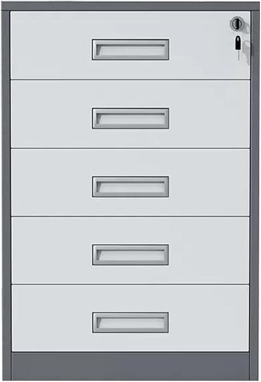 Filing Cabinet with Lock Under Desk Drawer Cabinet File Information Cabinet Tin File Cabinet (Color : Grey Size : 5 Drawer)