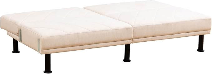 Fold Out Modern Couch Convertible Chair Bed Sleeper Sofa 2 Seater Loveseat Small Couch for Living Room Futon Lounge Comfy Sofa Bed Cama for Small Spaces for Bedroom Adjustable Angle Beige