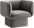 Pemberly Row Modern Performance Velvet Accent Chair Storm Gray Upholstery Dense Foam Padding Fixed Cushions Sturdy Wood Frame French Piping Bedroom Living Room or Office Seating