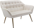 48 Small Loveseat for Small Spaces Upholstered Velvet Loveseat Sofa Mid Century Modern 2-Seater Couch with Armrest and Gold Legs for Bedroom Living Room Apartment Cream