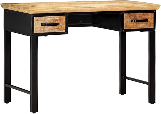 Rustic Writing Computer Desk with Drawers Home Office Desk Writing Study Table PC Desk Workstation for Bedroom 43.3x19.6x29.9 Solid Mango Wood -AA