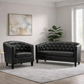 Naomi Home Emma Faux Leather Accent Seating Modern Tufted Design with Wooden Legs Supportive Back for Living Room Bedroom or Office – Black