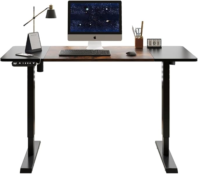 55 Inch Electric Standing Desk Height Adjustable Computer Gaming Desks for Home Office Bedroom Craft Study Table and Work Standing DesksBlackBrown