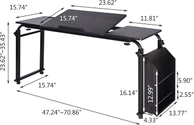 PanDair Mobile Standing Desk with Wheels Storage Desk Home Office WorkstationAdjustable Computer Desk Cart for OfficeBedroomLiving RoomStudy Room