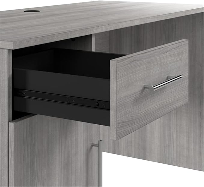 Bush Home Somerset 54W Office Desk with Drawer and Cabinet in Platinum Gray Computer Table with Storage for Home Office Workspace