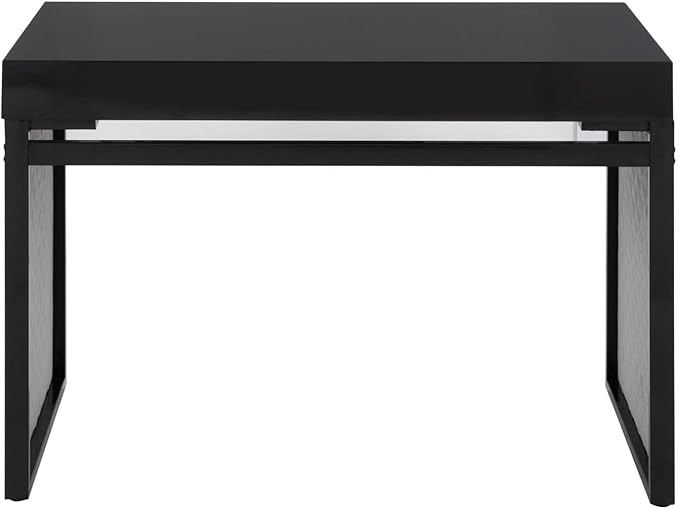 LumiSource Drift Upholstered Desk Home Office Desk Computer Desk with Drawers Black Desk Small Desk for Bedroom Gaming Desk Contemporary Desk