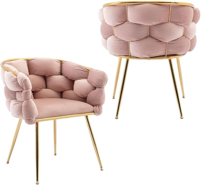 Luxury Modern Simple Leisure Velvet Single Sofa Chair Bedroom Lazy Person Household Dresser Stool Manicure Table Back Chair (Pink + Velvet-1)