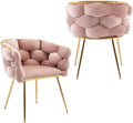 Luxury Modern Simple Leisure Velvet Single Sofa Chair Bedroom Lazy Person Household Dresser Stool Manicure Table Back Chair (Pink + Velvet-1)