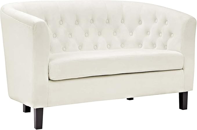 Modway Prospect Velvet Upholstered Contemporary Modern Loveseat In Ivory