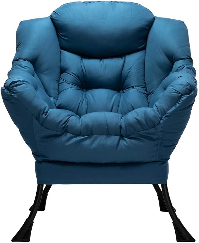 HollyHOME Lazy Chair with Armrest and Side Pocket Comfy Accent Lounge ChairLeisure Sofa Armchair for Living Room Bedroom Dorm or Small Spaces Oversized Reading Sofa ChairNavy Blue