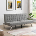 Convertible Futon Sofa Bed Modern 68'' Fabric Sleeper Couch for Living RoomGuest Bed Adjustable Backrest Upholstered Recliner Chair Loveseat for Compact Small Space Living Room (Gray New)