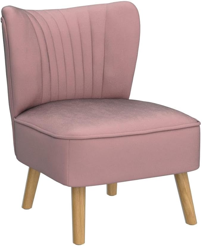 Giantex Set of 2 Velvet Accent Chair Upholstered Modern Sofa Chair w/Wood Legs Thickly Padded Small Armless Wingback Club Chairs for Living Room Bedroom Furniture