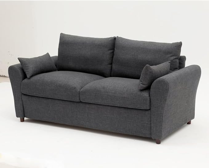Panana Loveseat Sofa 2 Seater and 3 Seater Modern Couch Fabric Couch with Under Storage Seat CushionTrack Armrest Comfy Couches for Small Spaces Living Room (Dark Gray Linen Fabric 3 Seater)